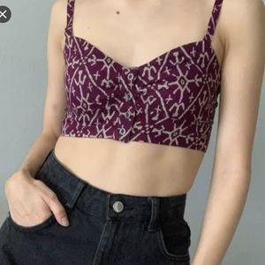 Roxy Plum Patterned Crop Top